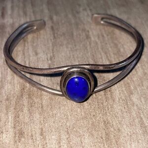 Sterling Silver, Blue Lapis cuff bracelet